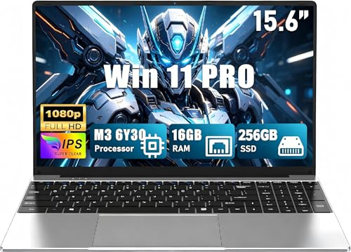 CHIFUYOU 16GB RAM 256GB SSD 15.6 Inch Laptop M3-6Y30 Processor(0.9 to 2.2 Ghz), Computer Laptop 2026, FHD 1920 x 1080P, 5000 MAh/38.5Wh, TF Card, Webcam, Touchpad, Student/Home/Business