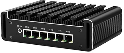 UDPTCP Fanless Mini PC Core i3 N300 8C/8T with 6 * 2.5G LANs,DDR5,4*USB2.0,4K HD DP,Mini Desktop Computer Support Dual Band WiFi for Industry Business,NO RAM NO SSD(M.2 Nvme)