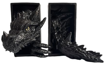 HGENAHGTF Drachen Buchstütze, dekorative Buchstützen aus Kunstharz, Buchhalter, Drachenstatuen, Schreibtisch, Bücherregal, Dekorationen, Bücherliebhaber, Geschenk, Buchhalter