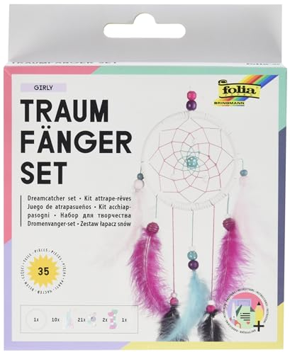 folia 23819 - Bastelset Traumfänger Girly - Set zum Erstellen eines wunderschönen Traumfängers in modernen Pastelltönen