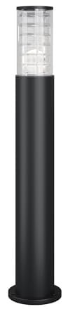 Réverbère extérieur, borne lumineuse, 1 lampe, lampadaire, style moderne, armature en aluminium couleur noir, plafonnier cylindrique en verre, 1 ampoule excl.E27 60 W IP54 220V