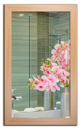 Spiegel MIT Rahmen 32 GRÖßEN 80/40, 40/80cm, 11 Farben Rahmen, Handgefertigte, breiter Fester Rahmen, Stabiler Rückwand, Rahmenleiste: 60x20mm, Rahmen Farbe: Buche