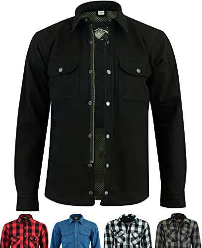 Texpeed Mens Motorcycle Motorbike Jacket - Biker Shirt Made With 280gsm Aramid And Protective CE Armour (EN 1621-1) Black - 4XL