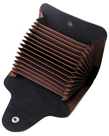 Hongyantech Véritable étui de Carte de crédit en Cuir Noir étui à Cartes Porte-Cartes étui à Cartes de Visite avec 15 Compartiments