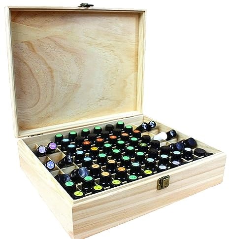RoseFlower Boîte Huile Essentielle Aromathérapie Boîte de Stockage, 68 Trous imperméable Aromathérapie Boîte de Rangement en Bois - Organisateur Voyage Étui de Transport pour Voyage et Présentation