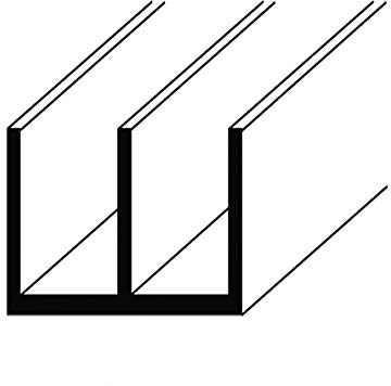 Aluminium Doppel-U-Profil 1mm Stärke, Flach, Profil, Winkel, natur eloxiert, in 1 und 2 Meter verfügbar (16x7x1mm, 2 Meter)