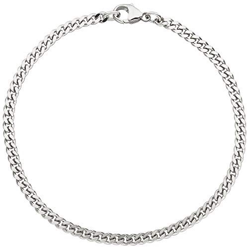 Jobo Herren Damen Panzer-Armband aus 14 Karat 585 Weißgold massiv 3,3 mm 21 cm