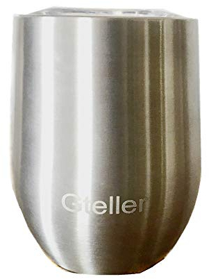 Gteller Verre à vin sans pied avec couvercle, double paroi en acier inoxydable isotherme de voyage parfait pour le vin, le café, les boissons, le champagne, les cocktails, le whisky