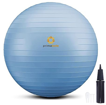 PRIMASOLE Gymnastikball für Balance, Stabilität, Fitness, Workout, Yoga, Pilates, zu Hause, Büro und Fitnessstudio, 55 cm, Hellgrau