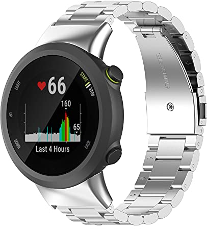 Kobmand Kompatibel Garmin Forerunner 45 Armband,Metallarmband Edelstahl Uhrenarmband Ersatz für Garmin Forerunner 45/Garmin Forerunner 45S/Garmin Swim 2 (Silber)