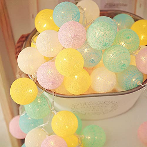 Betos Cotton Ball String Lights, LEDs Wool Balls Fairy Lights Romantic Decoration Light for Wedding Party Home Festival Christmas,USB Powered(Balls 8 cm,1M)