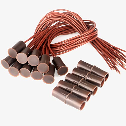 10pcs Marrone Da Incasso Cablato Sicurezza Finestra Porta Contatto Sensore Allarme Interruttore Reed Magnetico Magnete Vicino - Circuito di Collegamento, Magnete Lontano - Circuito di Interruzione