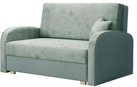 Mirjan24 Sofa Viva Soft II mit Schlaffunktion, Couch 2 Sitzer Polstersofa mit Bettkasten inkl. Kissen, Sofagarnitur, Schlafsofa, Bettsofa, Wohnlandschaft (Mono 237 + Sorriso 08)