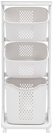 Rolling Laundry Basket Tower Large Laundry Basket with Wheels, Laundry Room Organization Multifunction Storage Basket Plastic (17 x 13 x 43 inch)