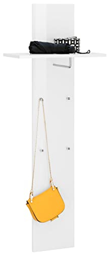 möbelando Garderobenpaneel Wandgarderobe Hängegarderobe Garderobe Flurmöbel Magione I Weiß Hochglanz