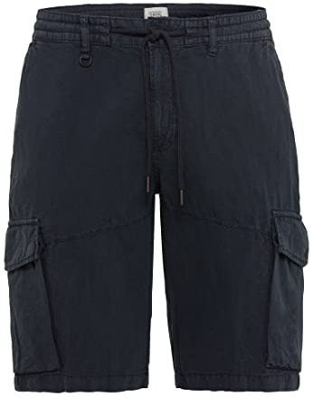 camel active Herren Leichte Cargoshorts im Baumwoll-Leinen-Mix Blau, menswear-38IN