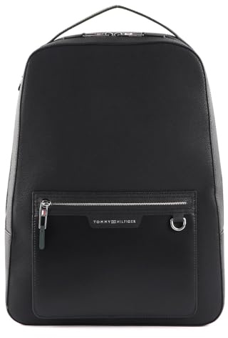 Tommy Hilfiger Pelle zaino per laptop con scomparto per laptop Business Leather Backpack Black nero