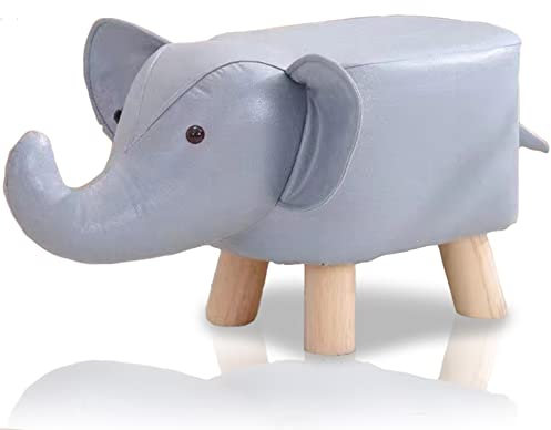 STAKMANN Fußhocker in Elefantenform, gepolsterter Hocker mit Gestell aus kratzfestem Holz und Bezug aus PU-Kunstleder, kreatives Design, bequem und langlebig, 22 x 30 x 28 cm (Blau)