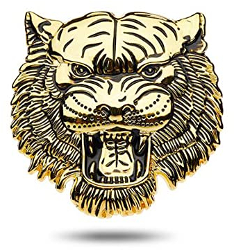 Tiger Emblem 3D Metall Auto Aufkleber Metall Aufkleber LKW Motorrad Metall Aufkleber Fahrrad Aufkleber Selbstklebend Tigerkopf Auto Aufkleber Persönlichkeit Kratzer Aufkleber Kreativität(Gold)