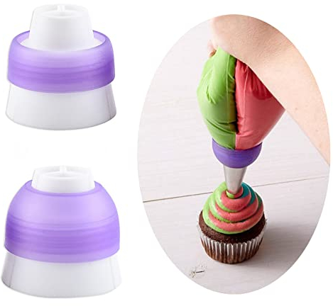 NentMent Lot de 2 coupleurs de poche à douille - 3 couleurs - Kit de décoration pour glaçage, douilles russes - Jetables et réutilisables - Pour gâteaux, cupcakes