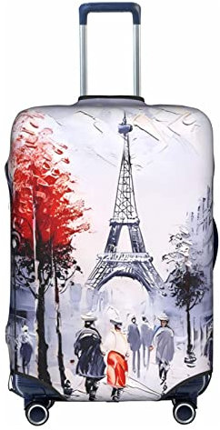 Paris City Tree Eiffelturm Art Trolley Reisekoffer Schutz =>> Hohe Elastizität mit Reißverschluss, Größe XL, geeignet für 45,7 - 81,3 cm (18-32 Zoll) Trolley