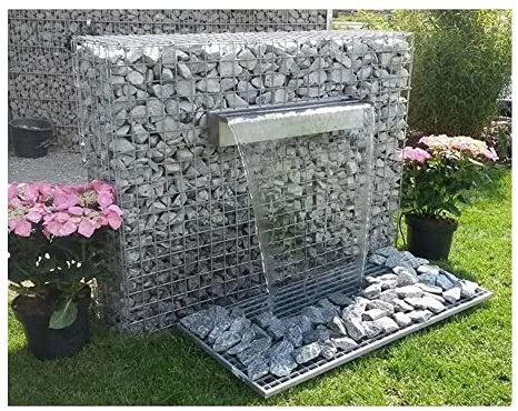 XXIOJUN Wasser-Pool-Brunnen Überlauf - 304 Edelstahl-Pool-Wasserfall Zu Dekorieren Outdoor-Garten-Brunnen, Pools, Terrassen Und Teiche (Farbe : Silver, Größe : 40CM)