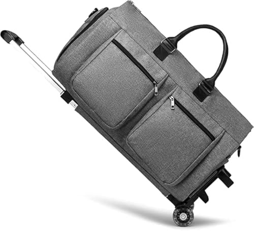 Rollende Kleidersäcke, Kleidersack mit Rädern, Reise-Kleidersack mit Schuhfach, Rolltasche mit Rollen, A1-Grau-2P