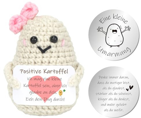 Aurasky Positive Kartoffel Deutsch, Pocket Hug, Kreative Strickwolle Kartoffel Puppe, Aufmunterung Glücksbringer Geschenke für Freund Freundin Prüfung