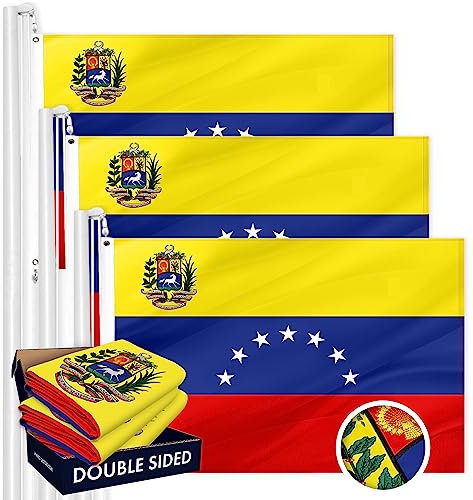 Bandiera del Venezuela 7 stelle bandiera venezuelana doppia serie ToughWeave ricamata su entrambi i lati, in poliestere 210D, design ricamato, occhielli in ottone, resistente, 2 strati