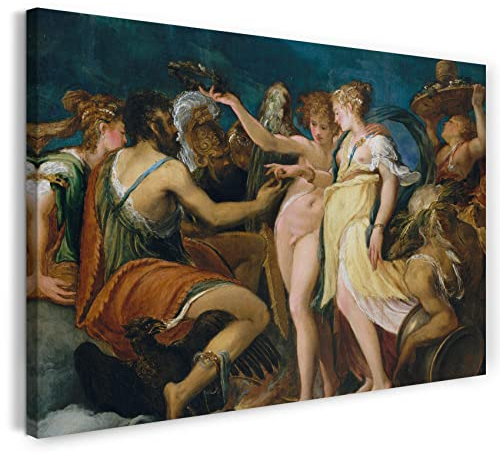 Leinwandbild (30x20cm) Andrea Schiavone: Die Hochzeit von Amor und Psyche, Leinwand auf Keilrahmen gespannt und fertig zum Aufhängen, hochwertiger Kunstdruck aus deutscher Produktion