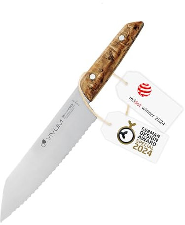 F. DICK Allzweckmesser VIVUM 18 cm - rostfrei, Klinge extra scharf, 58 HRC, Universalmesser Birkenholz Designgriff komfortabel - Spezialstahl Küchenmesser - Profi Messer Made in Germany - 83644182H