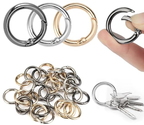 30 Stück Karabiner Rund,Karabinerhaken Rund,O Runde Karabiner,Karabinerring Außendurchmesser 28 mm,Runder Karabinerhaken für DIY Tasche Schmuck Schlüsselanhänger Schlüsselring Hundeleine,3 Farben