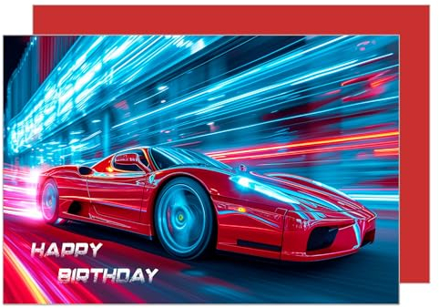 Edition Seidel Premium Geburtstagskarte mit Umschlag. Glückwunschkarte Karte Billet Geburtstag Happy Birthday Mann Frau Rennwagen Sportwagen Auto (G3534 SW024)