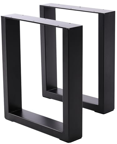 FUKEA Tischbeine Metall 2 Stück Tischfüße Schwarz Tischgestell DIY Möbelfüße für Schreibtisch Couchtisch Esstisch Sitzbank B50 x H72 cm