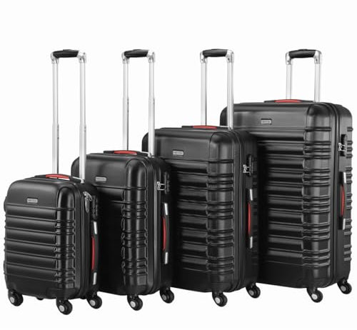 PROVITERA Juego de 4 Maletas rígidas de ABS, Maletas rígidas S-M-L-XL con Mango telescópico y 4 Ruedas Easy Roll, candado con Cerradura de código, Trolley Resistente de Viaje, con Equipaje de Mano