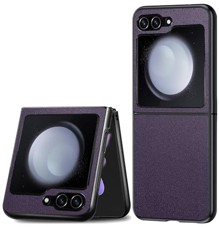 Puxssul for Samsung Galaxy Z Flip 6 5G Case, Soft Faux PU Leather Case, Ultra Thin TPU Leather Shell, Slim Camera Protective Phone Case Cover for Samsung Galaxy Z Flip 6 2024 (Purple)