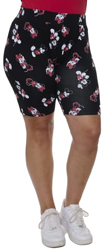 Disney Damen-Fahrrad-Shorts, Lounge-Shorts, Übergröße, Mickey Minnie Mouse, Schwarz, 1X