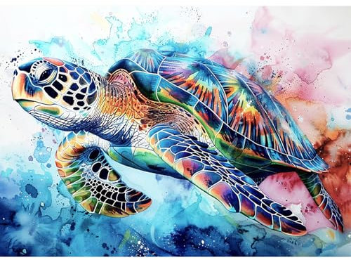 AIRDEA Meeresschildkröte Diamond Painting Erwachsene, DIY 5D Aquarell Diamant Painting Bilder, Bastelset Erwachsene Frauen als Haus Wanddeko 40x30 cm