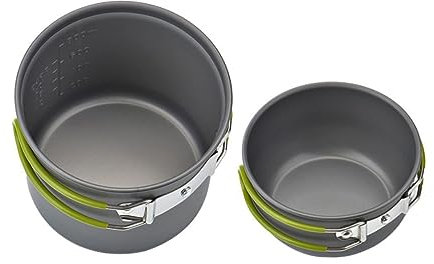 TOGEVAL 1satz Robustes Und Tragbares Campinggeschirr Set Personen Alkoholkocher Für Outdoor Wandern Und Picknick Hochtemperaturbeständig Grünes Design