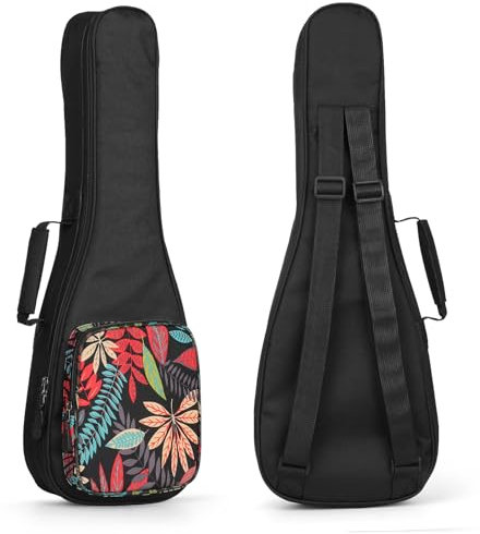 SHANNA Borsa Ukulele Concerto 23/24 Pollici, Custodia Ukulele Soprano con Cerniera a Scorrimento, Maniglia per il Trasporto, Imbottitura Spessa e Custodia, Fiori