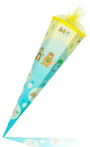 Deine Schulhelden Schultüte - Zuckertüte Einschulung Stabile Geschenkverpackung in Blau - Länge 85cm, Durchmesser 22cm - Geschwistertüte Made in Germany
