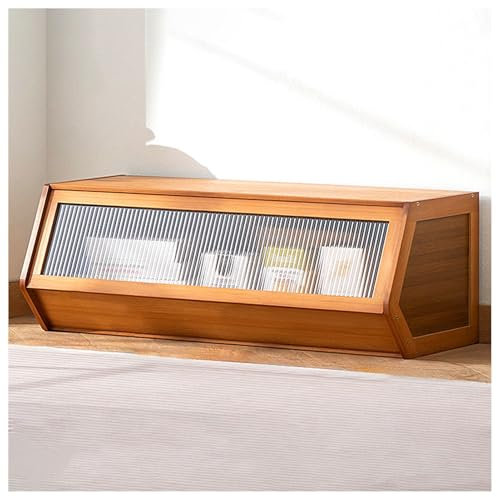 Bamboo Storage Organizer, Cabinet Organizer Multi-Purpose, mit Reversiblen Türen, Stapelbar Größere Box für Bücher, Snacks, Spielzeug, Verschiedene Gegenstände,Braun,86×31cm/34×12in