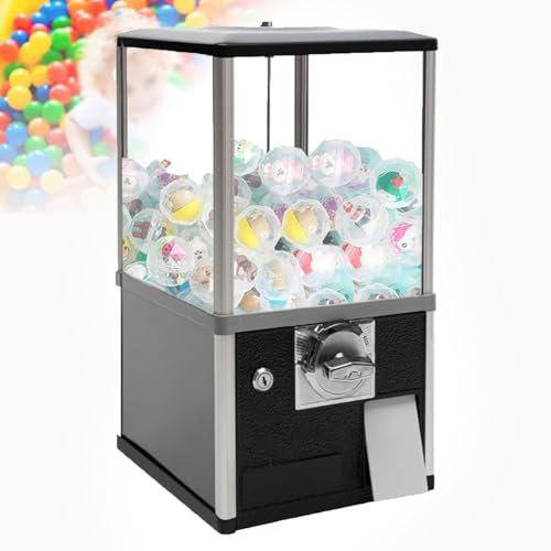 URJWAN Kaugummiautomat,Kaugummiautomat,Mini-Kaugummiautomat - Vintage SüßIgkeitenspender Mit Glaskugel, Metallsockel, Und F-Ree Spin MüNzmechanismus Von Great Northern Popcorn,Black