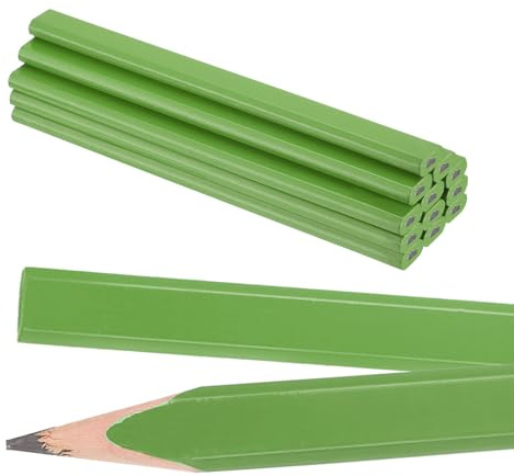 QUARKZMAN 12 Stück Zimmermannsbleistifte Bleistift Baustelle Handwerker Bleistift Zimmermann-Baustift Tischler Bleistifte für Handwerker Schreiner Baustelle Werkstatt, Grün