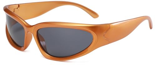 LJCZKA y2k Wrap Around Sunglasses for Men Women UV400 Protection | Vintage Oval Sunglasses Sport Shades Cycling Driving Outdoor