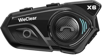 WeClear X6 Motorrad Headset, Motorrad Kommunikationssystem mit DSP Geräuschunterdrückung, Helm Bluetooth Kopfhörer, Audio Multitasking und Musikteilen,Doppelpack