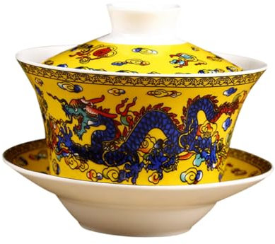 Generico tazza da tè in ceramica tazze eleganti tazza per the tea mug da zuppiera in stile cinese ciotola da tè in stile cinese zuppiera in retrò Yellow