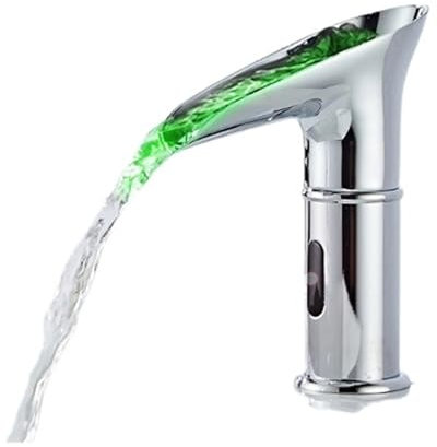 Robinet mitigeur sans contact for lavabo de salle de bains, capteur intelligent LED, Chrome(DC)