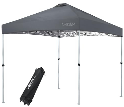 Origem Pavillon 3x3, Pop Up Faltpavillon wasserdicht stabil Winterfest,Partyzelt Gartenpavillon faltbar UV Schutz 50+,Höhenverstellbar,Tasche mit Rädern für Camping, Grill, Outdoor