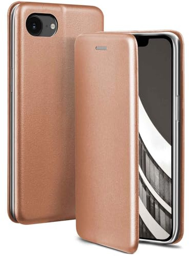 ONEFLOW Business Case für iPhone 16e Handyhülle klappbar mit Standfunktion, Klapphülle Flipcase Cover Dünn, PU Leder Hülle mit Kartenfach, 360 Grad Schutzhülle, Rosegold